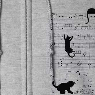 Cute Cat Kitty Playing Music Note Clef Musician Art Full Zip Hoodie