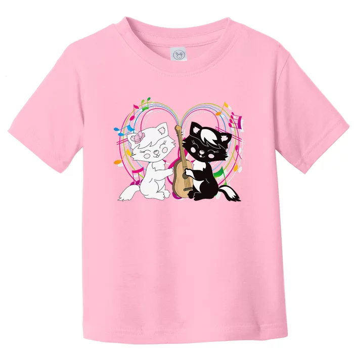 Cute Cat Kitty Playing Music Note Clef Musician Art Toddler T-Shirt