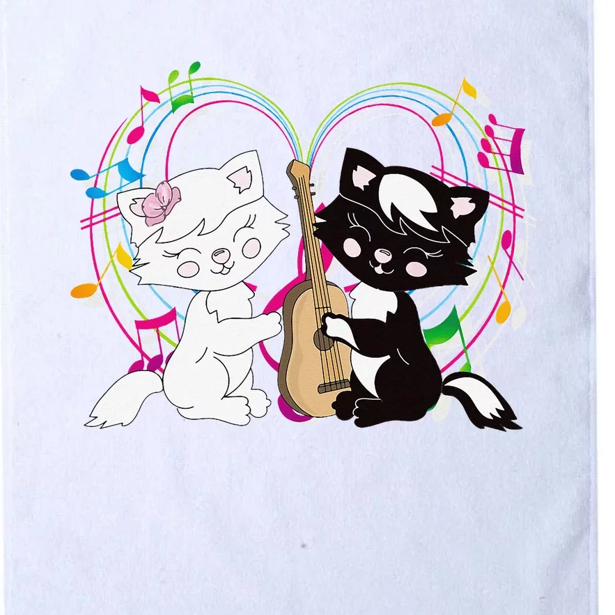 Cute Cat Kitty Playing Music Note Clef Musician Art Platinum Collection Golf Towel