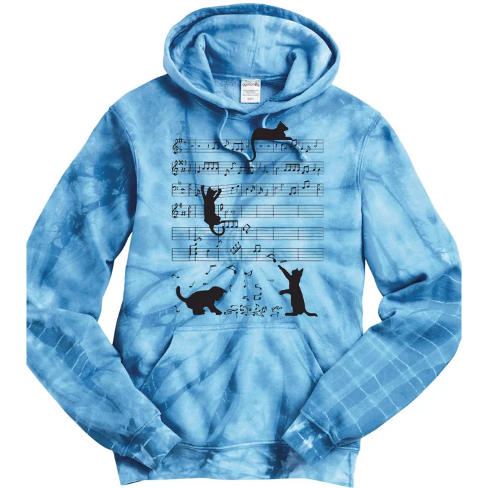 Cute Cat Kitty Playing Music Note Clef Musician Art Tie Dye Hoodie