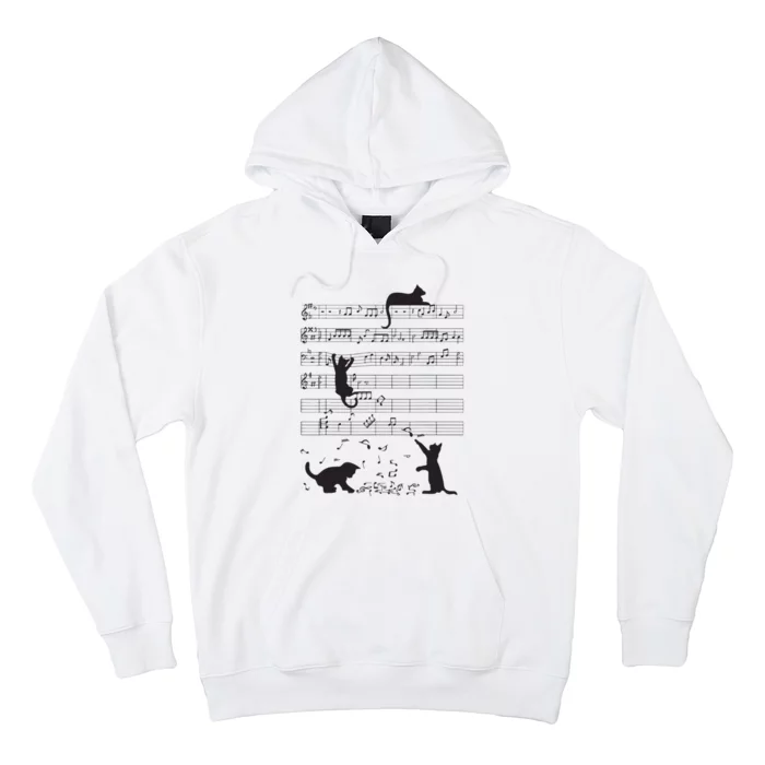 Cute Cat Kitty Playing Music Note Clef Musician Art Hoodie