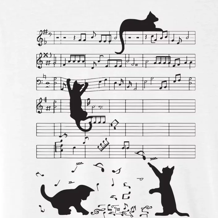 Cute Cat Kitty Playing Music Note Clef Musician Art ChromaSoft Performance T-Shirt