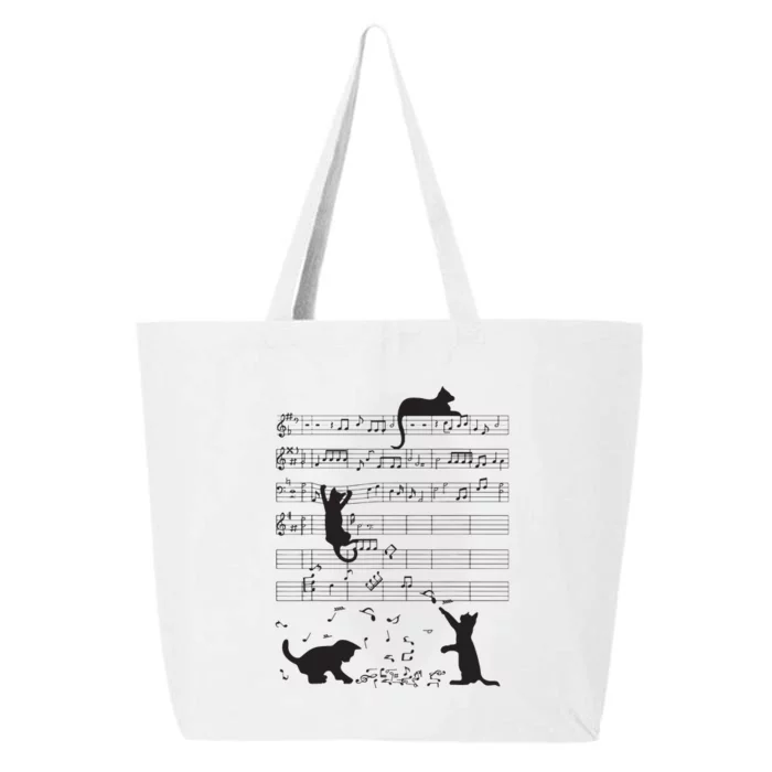 Cute Cat Kitty Playing Music Note Clef Musician Art 25L Jumbo Tote