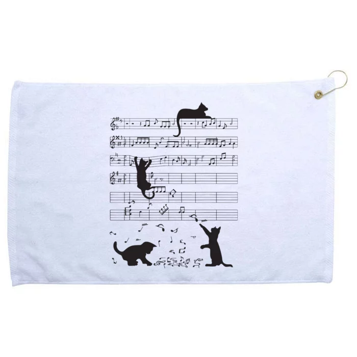 Cute Cat Kitty Playing Music Note Clef Musician Art Grommeted Golf Towel