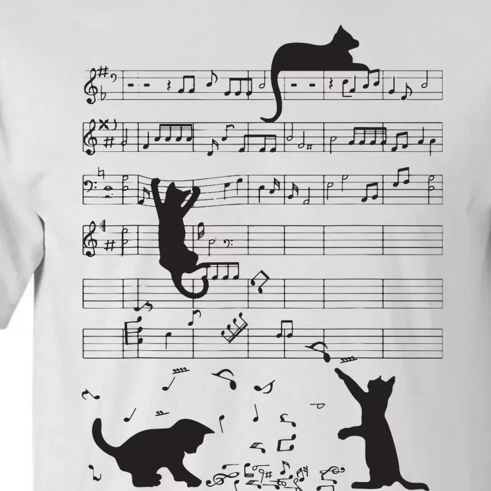 Cute Cat Kitty Playing Music Note Clef Musician Art Tall T-Shirt