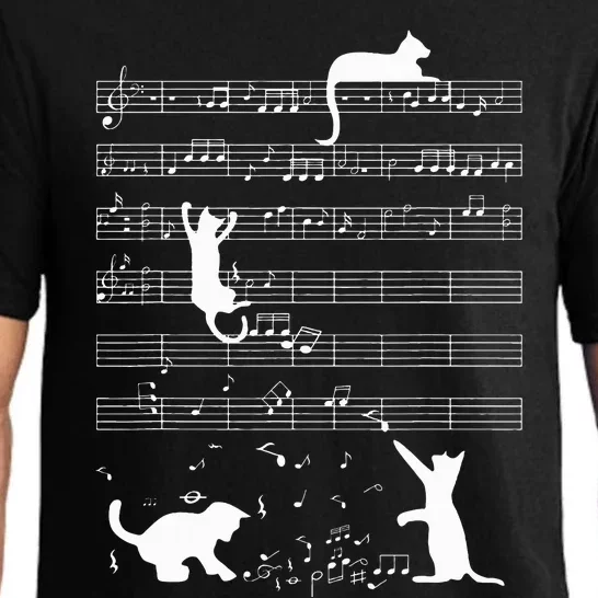 Cute Cat Kitty Playing Music Note Pajama Set