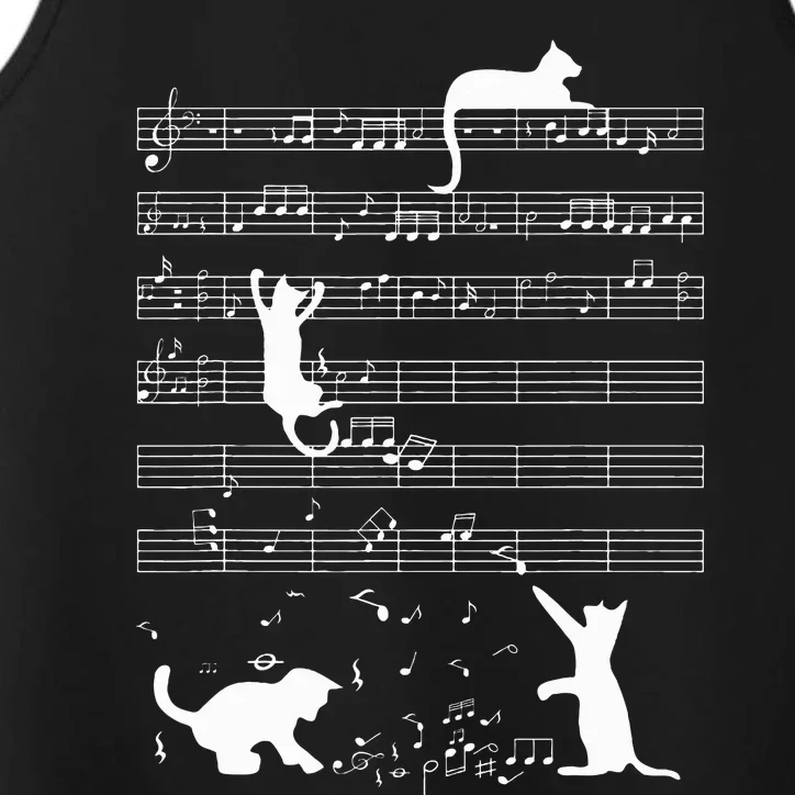 Cute Cat Kitty Playing Music Note Performance Tank