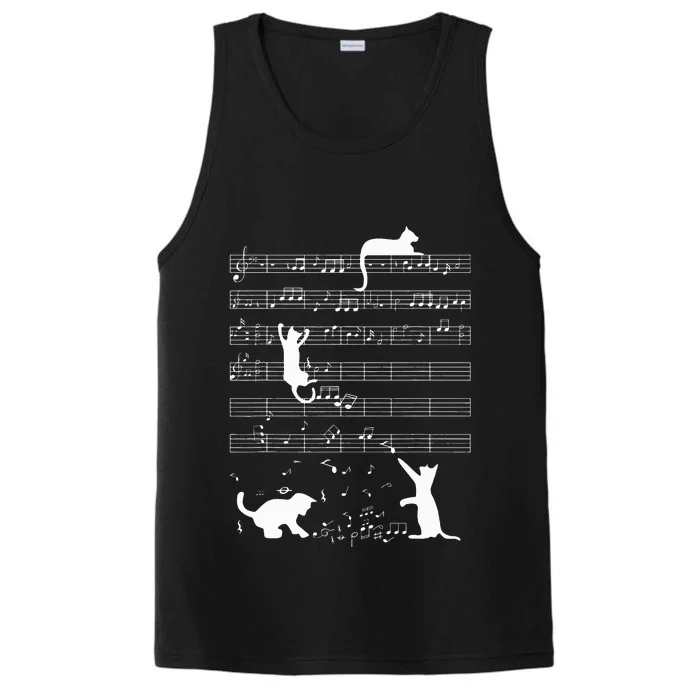 Cute Cat Kitty Playing Music Note Performance Tank