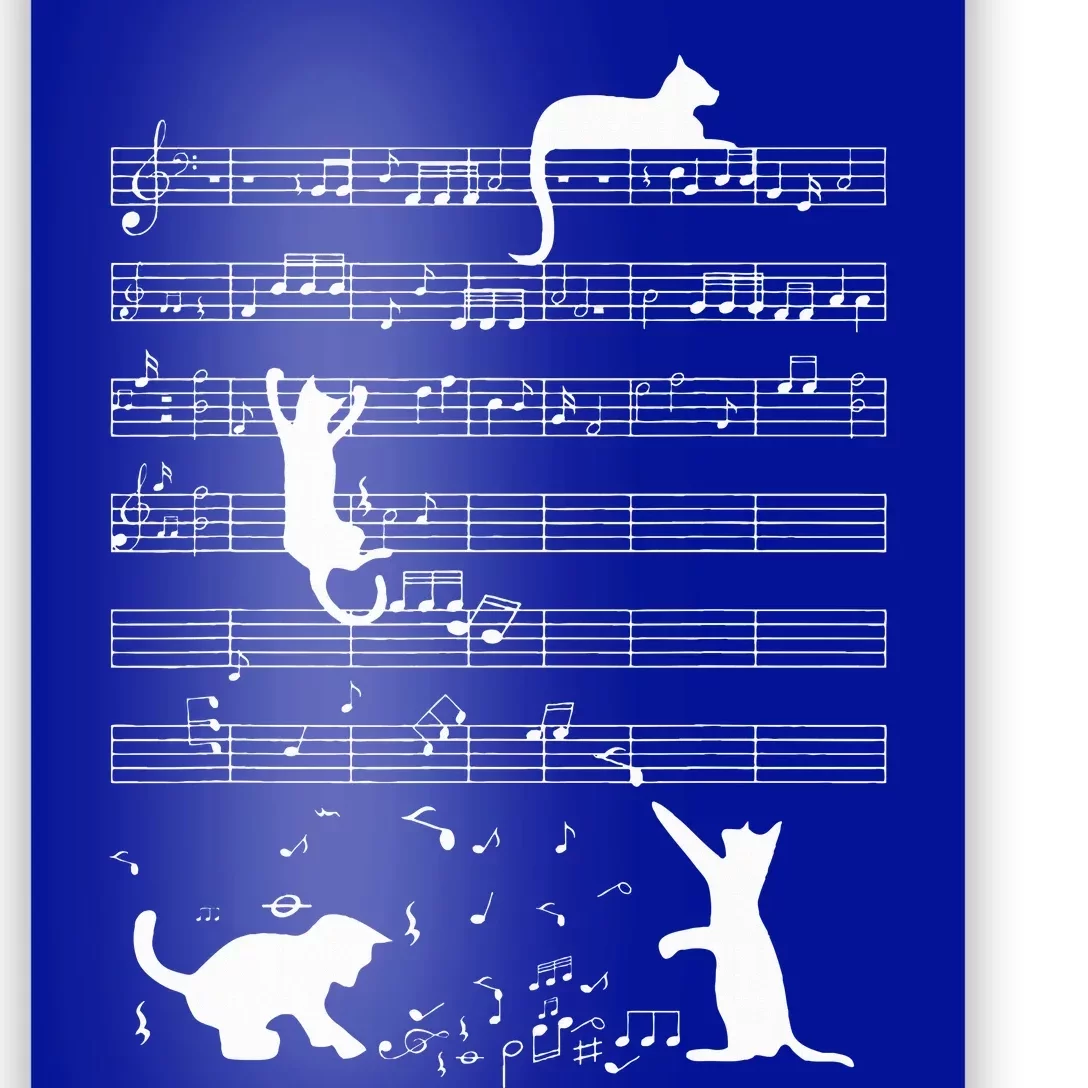 Cute Cat Kitty Playing Music Note Poster