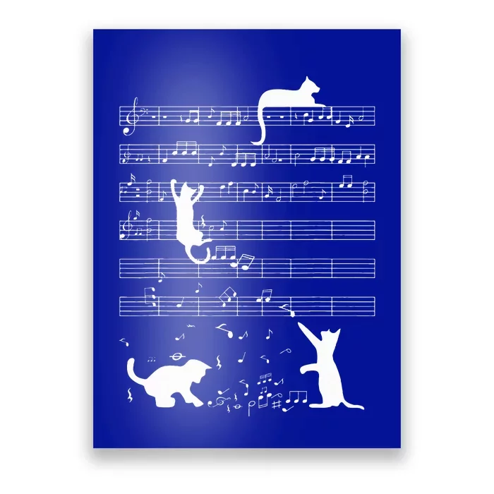 Cute Cat Kitty Playing Music Note Poster