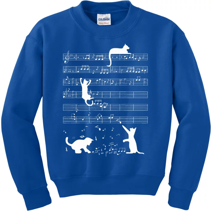 Cute Cat Kitty Playing Music Note Kids Sweatshirt