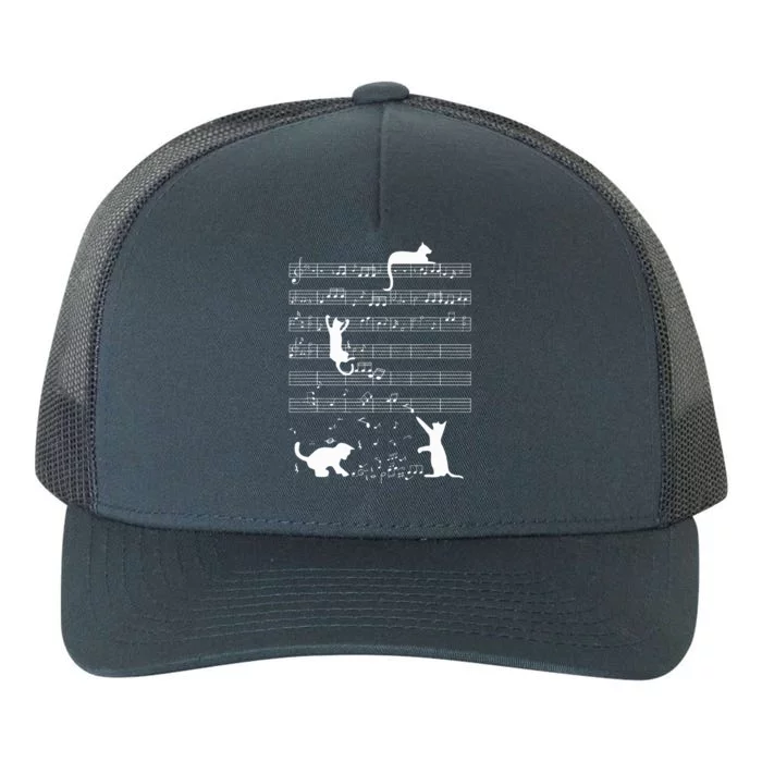 Cute Cat Kitty Playing Music Note Yupoong Adult 5-Panel Trucker Hat