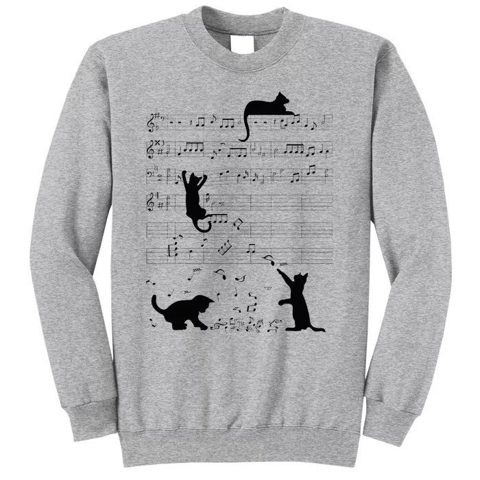 Cute Cat Kitty Playing Music Note Clef Musician Art Tall Sweatshirt