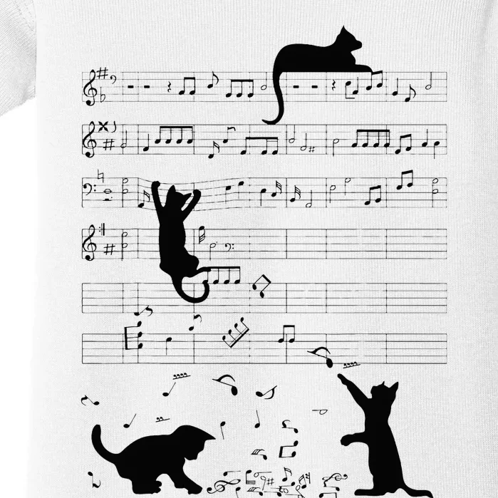 Cute Cat Kitty Playing Music Note Clef Musician Art Baby Bodysuit