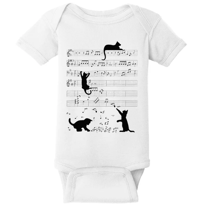 Cute Cat Kitty Playing Music Note Clef Musician Art Baby Bodysuit