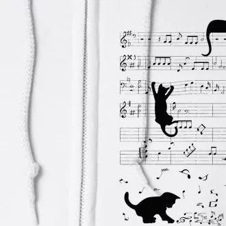 Cute Cat Kitty Playing Music Note Clef Musician Art Full Zip Hoodie