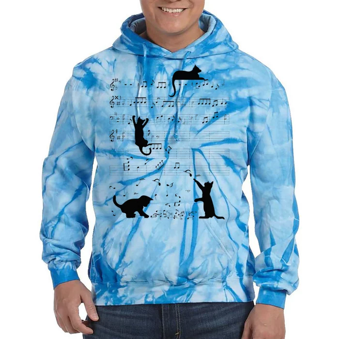 Cute Cat Kitty Playing Music Note Clef Musician Art Tie Dye Hoodie