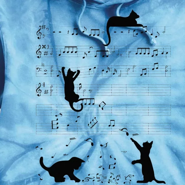 Cute Cat Kitty Playing Music Note Clef Musician Art Tie Dye Hoodie