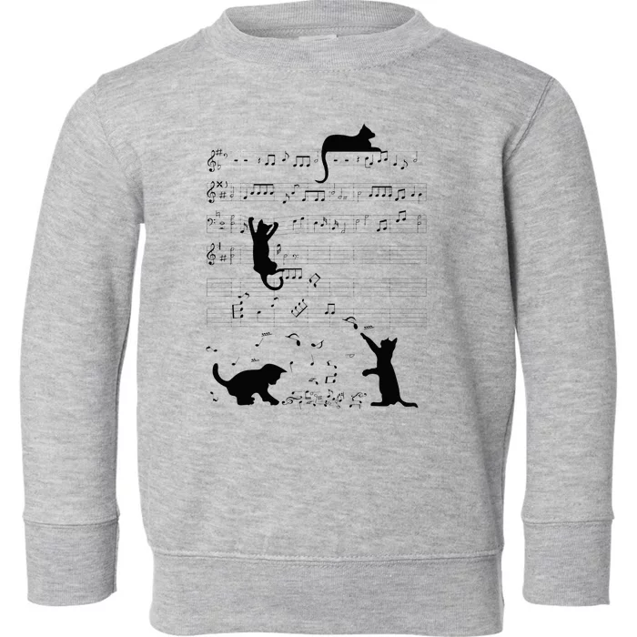 Cute Cat Kitty Playing Music Note Clef Musician Art Toddler Sweatshirt