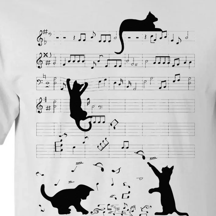 Cute Cat Kitty Playing Music Note Clef Musician Art Tall T-Shirt