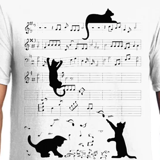 Cute Cat Kitty Playing Music Note Clef Musician Art Pajama Set