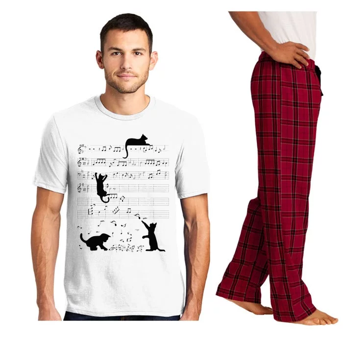 Cute Cat Kitty Playing Music Note Clef Musician Art Pajama Set