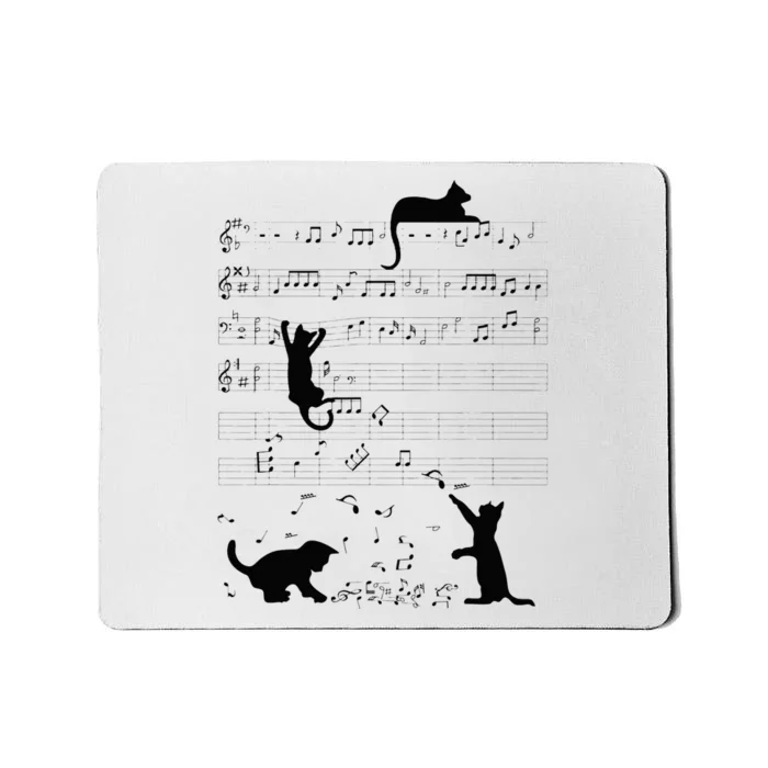 Cute Cat Kitty Playing Music Note Clef Musician Art Mousepad