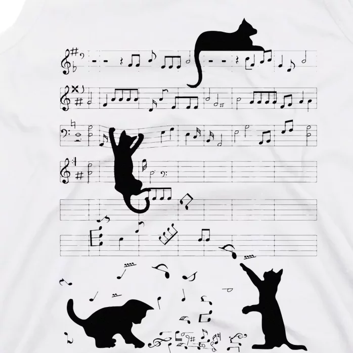 Cute Cat Kitty Playing Music Note Clef Musician Art Tank Top