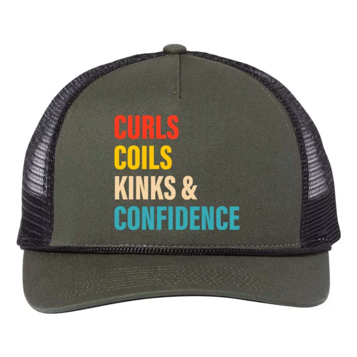 Curls Coils Kinks And Confidence Gift Retro Rope Trucker Hat Cap