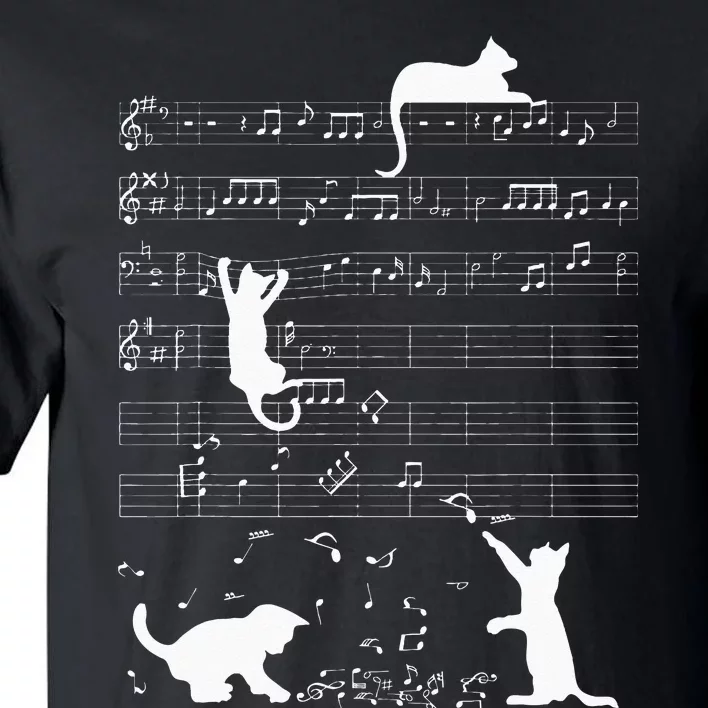 Cute Cat Kitty Playing Music Clef Piano Musician Art Tall T-Shirt