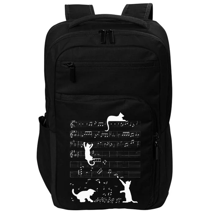 Cute Cat Kitty Playing Music Clef Piano Musician Art Impact Tech Backpack