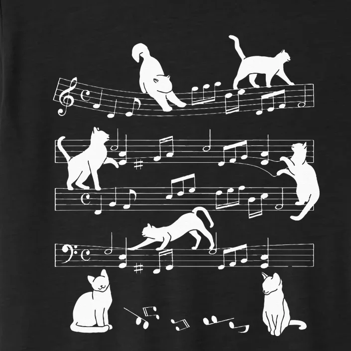 Cute Cat Kitty Playing Music Note Clef Musician Art ChromaSoft Performance T-Shirt