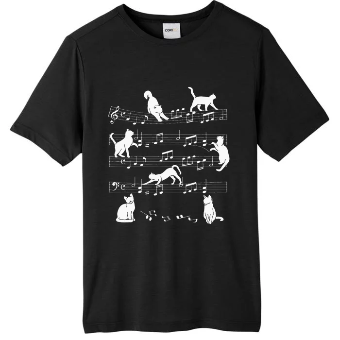 Cute Cat Kitty Playing Music Note Clef Musician Art ChromaSoft Performance T-Shirt