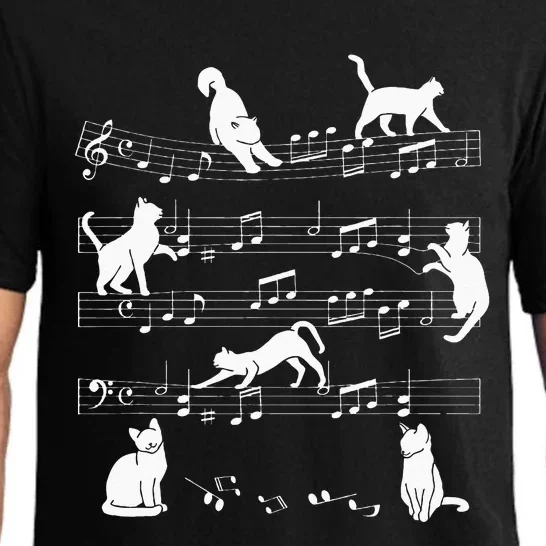 Cute Cat Kitty Playing Music Note Clef Musician Art Pajama Set