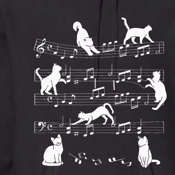 Cute Cat Kitty Playing Music Note Clef Musician Art Premium Hoodie