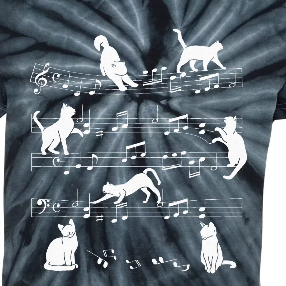 Cute Cat Kitty Playing Music Note Clef Musician Art Kids Tie-Dye T-Shirt