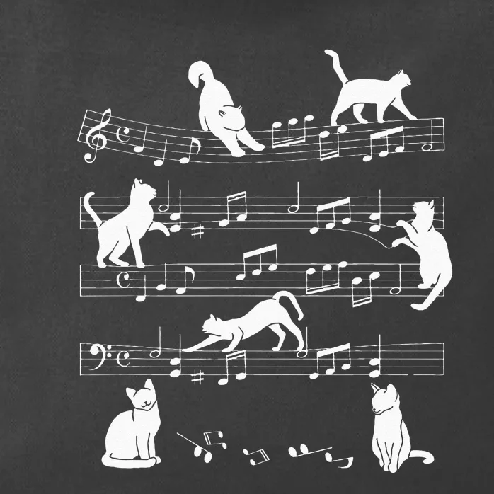 Cute Cat Kitty Playing Music Note Clef Musician Art Zip Tote Bag