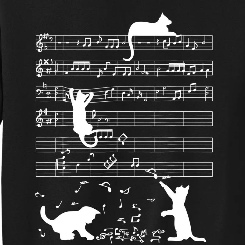 Cute Cat Kitty Playing Music Gift Clef Piano Musician Art Gift Sweatshirt