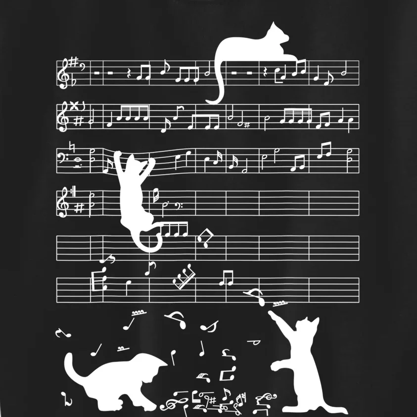 Cute Cat Kitty Playing Music Gift Clef Piano Musician Art Gift Kids Sweatshirt