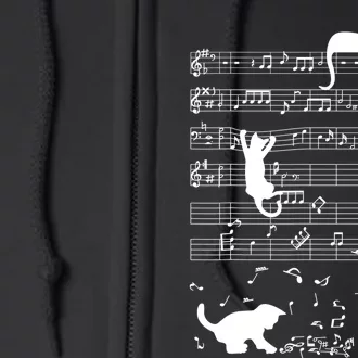 Cute Cat Kitty Playing Music Gift Clef Piano Musician Art Gift Full Zip Hoodie