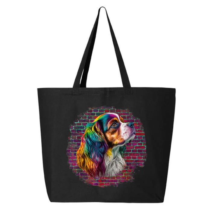 Colorful Cavalier King Charles Spaniel Dog Pop Art Bricks 25L Jumbo Tote