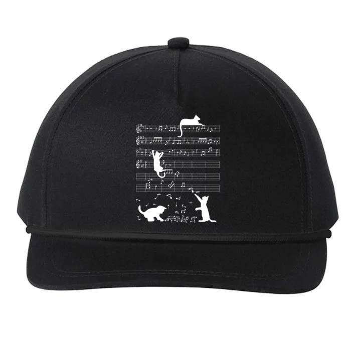 Cute Cat Kitty Playing Music Note Clef Musician Art Gift Snapback Five-Panel Rope Hat