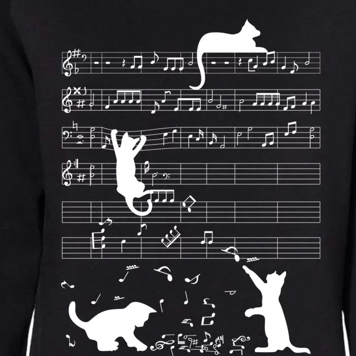 Cute Cat Kitty Playing Music Note Clef Musician Art Gift Womens California Wash Sweatshirt