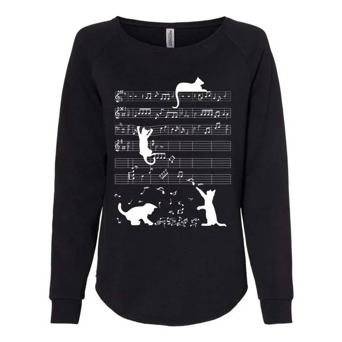 Cute Cat Kitty Playing Music Note Clef Musician Art Gift Womens California Wash Sweatshirt