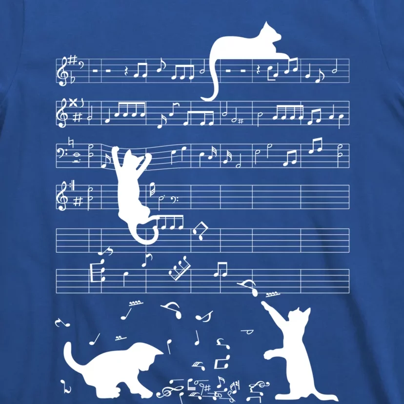 Cute Cat Kitty Playing Music Note Clef Musician Art Gift T-Shirt