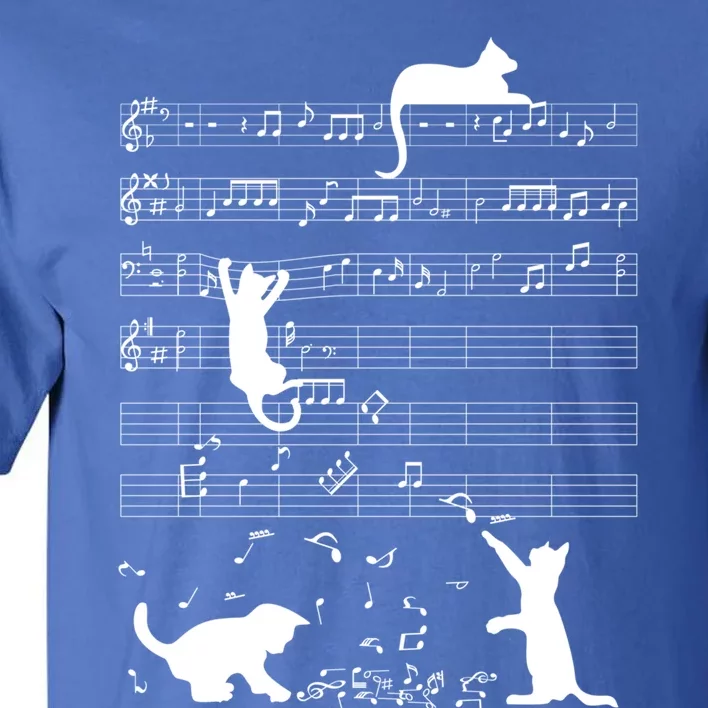 Cute Cat Kitty Playing Music Note Clef Musician Art Gift Tall T-Shirt