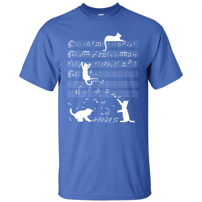 Cute Cat Kitty Playing Music Note Clef Musician Art Gift Tall T-Shirt