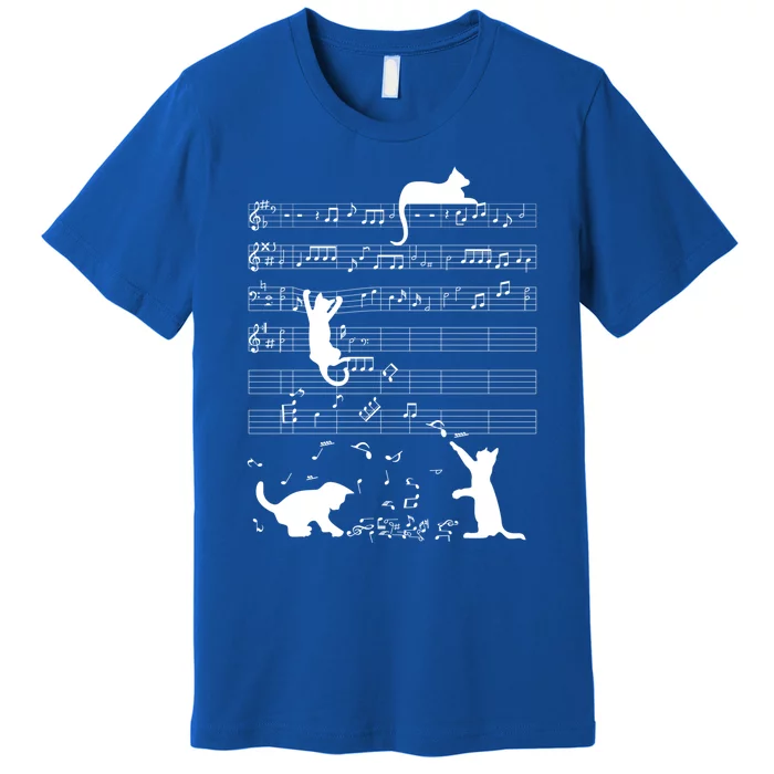 Cute Cat Kitty Playing Music Note Clef Musician Art Gift Premium T-Shirt