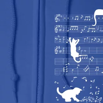 Cute Cat Kitty Playing Music Note Clef Musician Art Gift Full Zip Hoodie