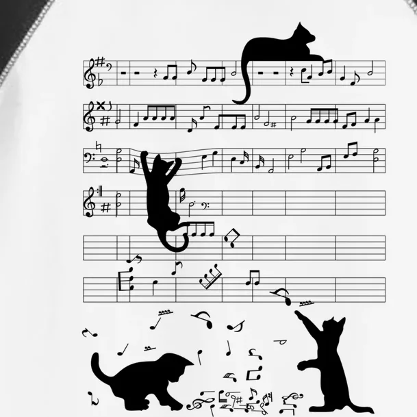 Cute Cat Kitty Playing Music Note Clef Musician Art Gift Toddler Fine Jersey T-Shirt